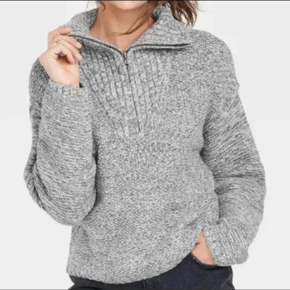 Universal Thread Quarter Zip Cropped Sweater